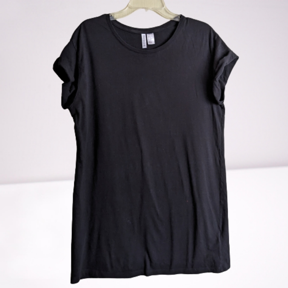 Divided H&M Dress Basic Black T-shirt Mini Short Sleeves Cotton